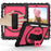 Kickstand Case for iPad Pro 9.7 inch (2016) / iPad 9.7-inch (2017) / (2018) / iPad Air 2 Silicone+PC Tablet Cover with Shoulder Strap - Black+Rose - 2