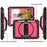 Kickstand Case for iPad Pro 9.7 inch (2016) / iPad 9.7-inch (2017) / (2018) / iPad Air 2 Silicone+PC Tablet Cover with Shoulder Strap - Black+Rose - 3