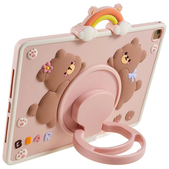 For iPad Air (2013) / Air 2 / iPad 9.7-inch (2017) / (2018) Tablet Case Cartoon Bear Rotary Kickstand PC+Silicone Cover - 6