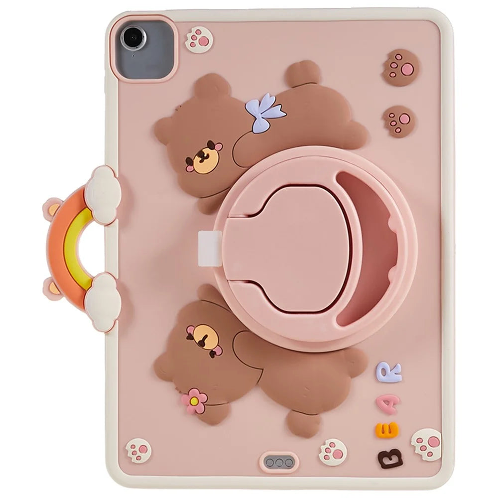 For iPad Air 11 (2026) / (2025) / (2024) / Air (2020) / (2022) / Pro 11 (2024) / (2020) / (2021) / (2022) PC+Silicone Case Rotary Kickstand Bear Tablet Cover - 2