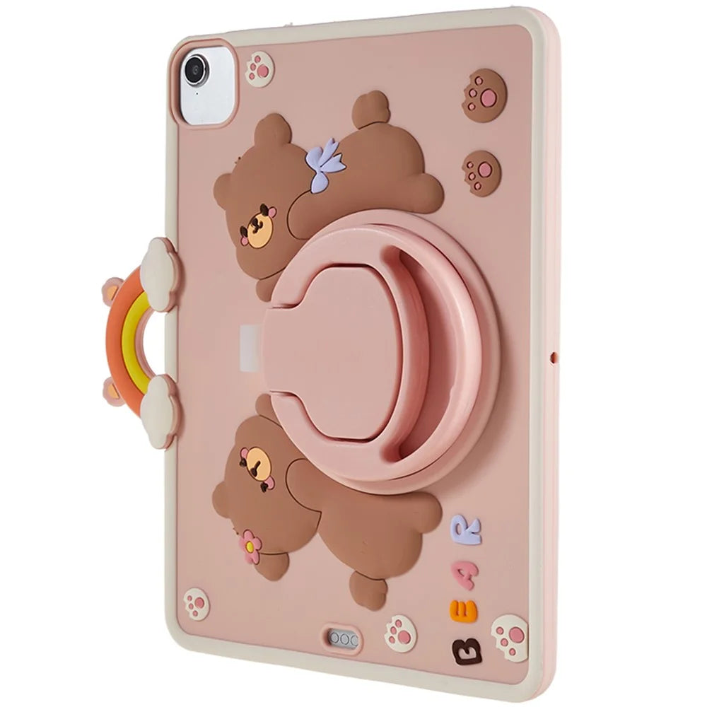 For iPad Air 11 (2026) / (2025) / (2024) / Air (2020) / (2022) / Pro 11 (2024) / (2020) / (2021) / (2022) PC+Silicone Case Rotary Kickstand Bear Tablet Cover - 3