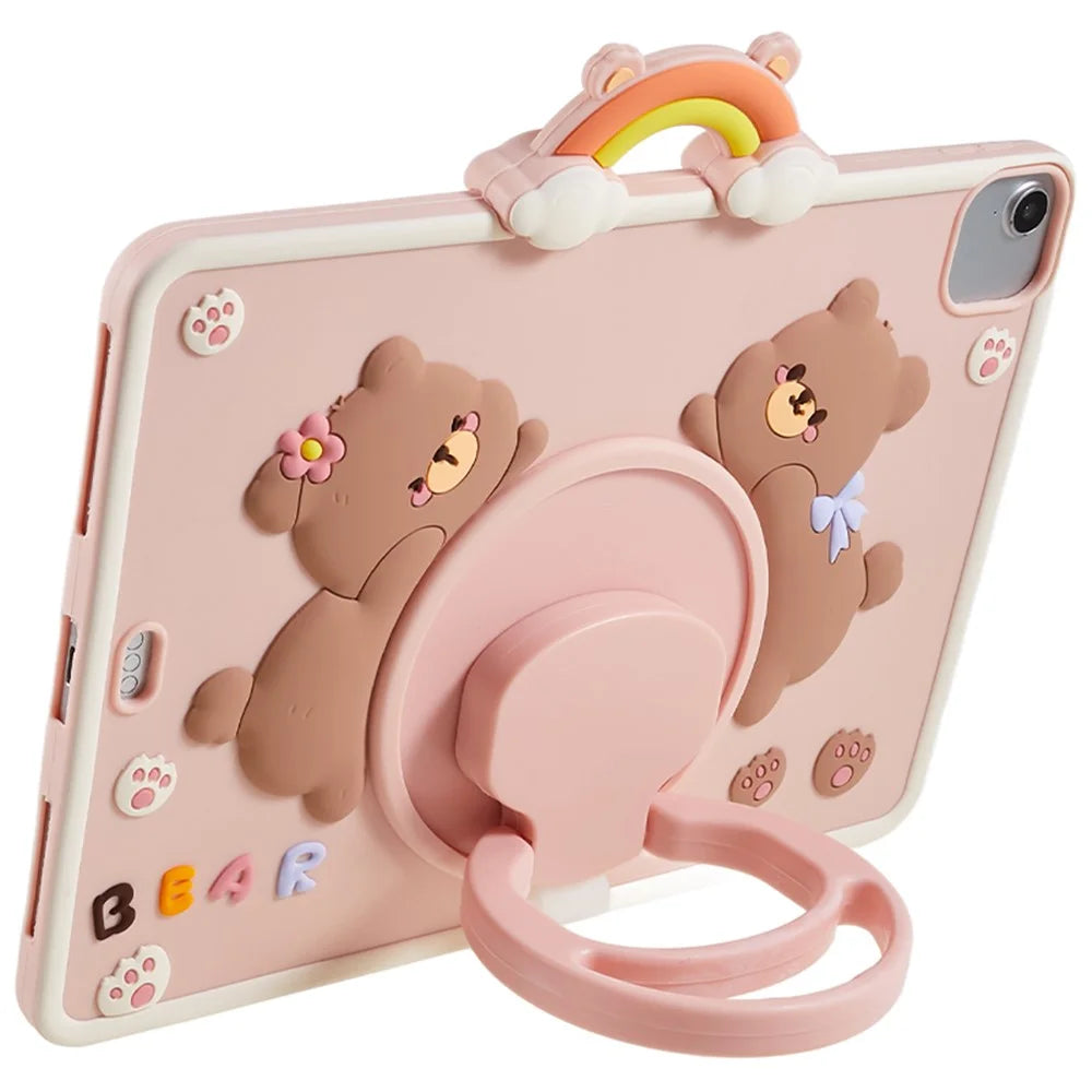 For iPad Air 11 (2026) / (2025) / (2024) / Air (2020) / (2022) / Pro 11 (2024) / (2020) / (2021) / (2022) PC+Silicone Case Rotary Kickstand Bear Tablet Cover - 6
