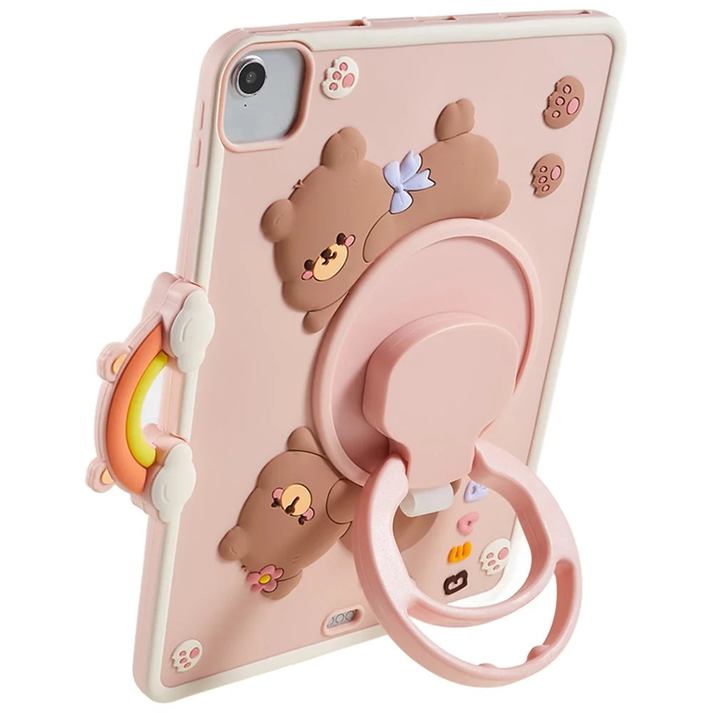 For iPad Air 11 (2026) / (2025) / (2024) / Air (2020) / (2022) / Pro 11 (2024) / (2020) / (2021) / (2022) PC+Silicone Case Rotary Kickstand Bear Tablet Cover - 7