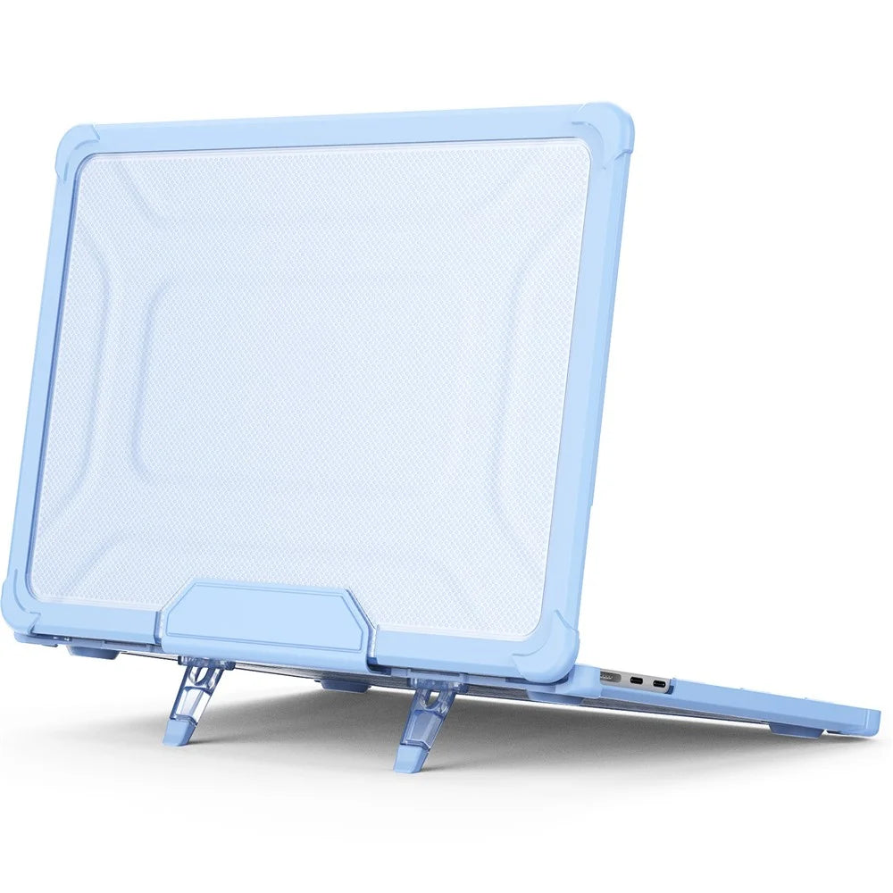 For MacBook Air 13 inch (2026) A3449 / (2025) A3240 / (2024) A3113 / (2022) A2681 Laptop Case PC + TPU Kickstand Heat Dissipation Cover - Baby Blue - 2