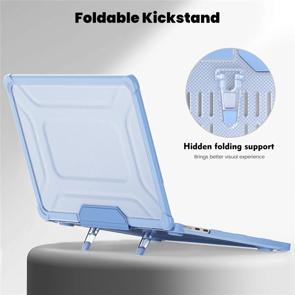 For MacBook Air 13 inch (2026) A3449 / (2025) A3240 / (2024) A3113 / (2022) A2681 Laptop Case PC + TPU Kickstand Heat Dissipation Cover - Baby Blue - 3
