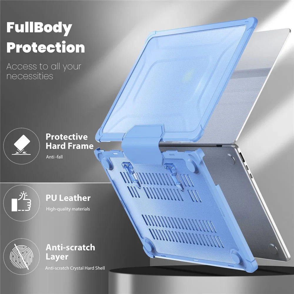For MacBook Air 13 inch (2026) A3449 / (2025) A3240 / (2024) A3113 / (2022) A2681 Laptop Case PC + TPU Kickstand Heat Dissipation Cover - Baby Blue - 5