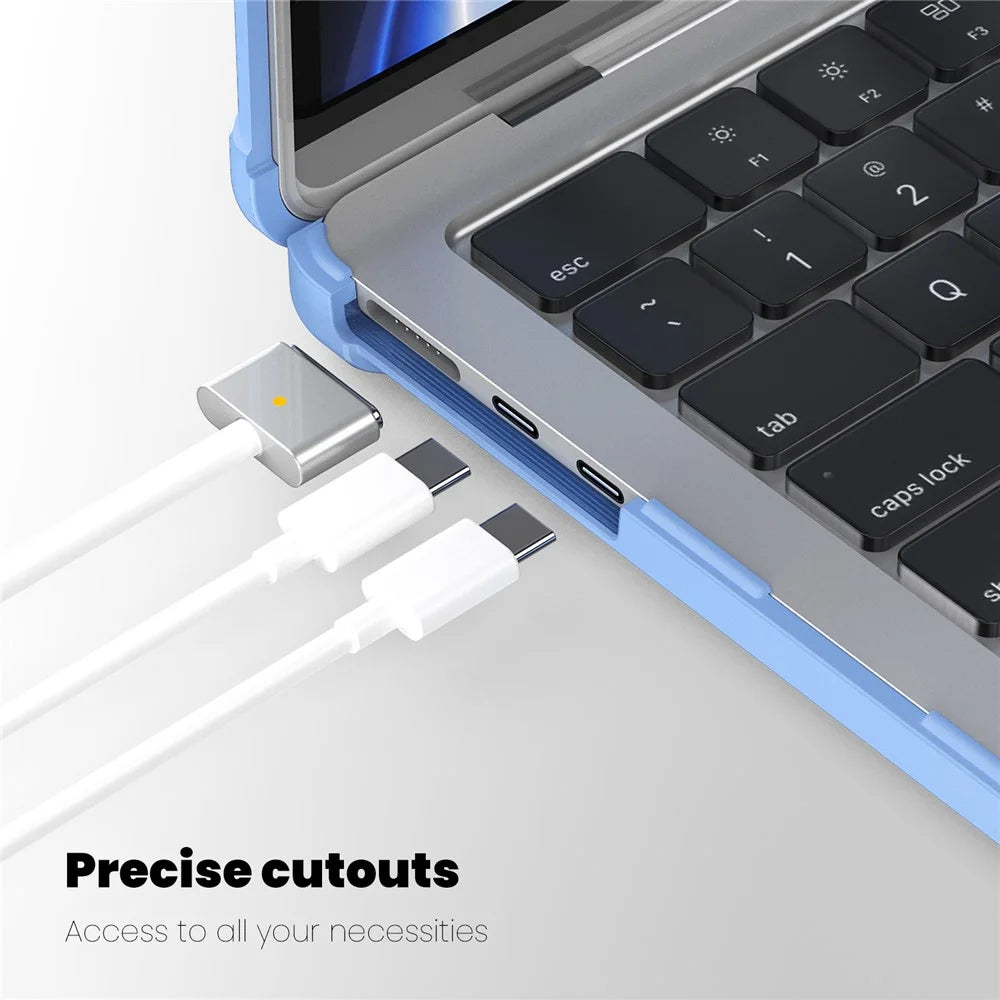 For MacBook Air 13 inch (2026) A3449 / (2025) A3240 / (2024) A3113 / (2022) A2681 Laptop Case PC + TPU Kickstand Heat Dissipation Cover - Baby Blue - 6