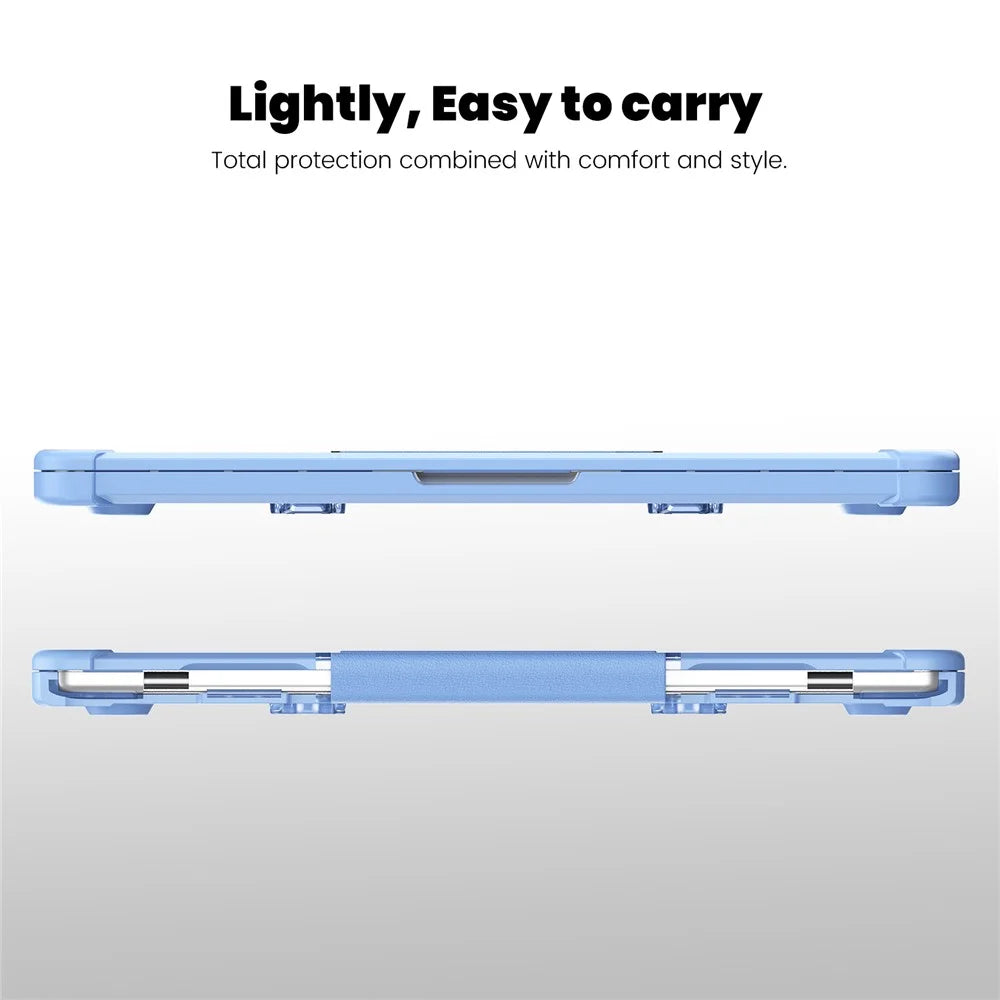 For MacBook Air 13 inch (2026) A3449 / (2025) A3240 / (2024) A3113 / (2022) A2681 Laptop Case PC + TPU Kickstand Heat Dissipation Cover - Baby Blue - 7