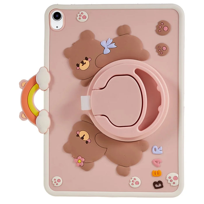 360-Degree Rotation Kickstand Case for iPad (2025) / 10.9 (2022) PC+Silicone Cartoon Bear Tablet Cover - 2