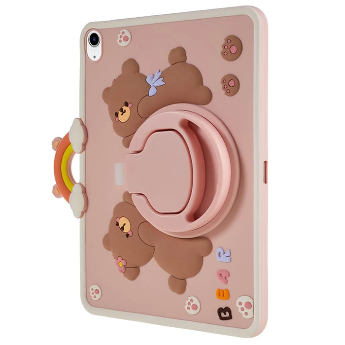 360-Degree Rotation Kickstand Case for iPad (2025) / 10.9 (2022) PC+Silicone Cartoon Bear Tablet Cover - 4