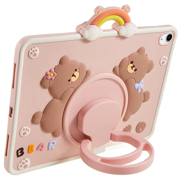 360-Degree Rotation Kickstand Case for iPad (2025) / 10.9 (2022) PC+Silicone Cartoon Bear Tablet Cover - 6