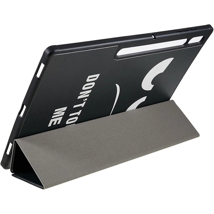 For Samsung Galaxy Tab S8 Ultra Trifold Stand Tablet Case PU Leather Pattern Printing Cover - Don't Touch Me - 4