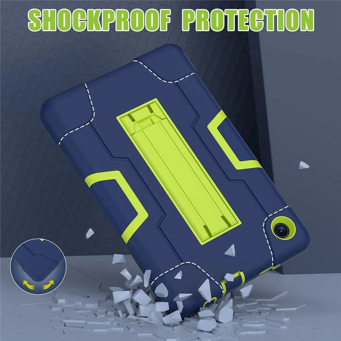 For TCL Tab 8 4G / Tab 8 LE (Model 9137W) / Tab 8 WiFi (Model 9132X) Kickstand Tablet Case Robot Style Silicone + PC Color Contrast Protective Cover - Navy Blue / Yellowgreen - 5