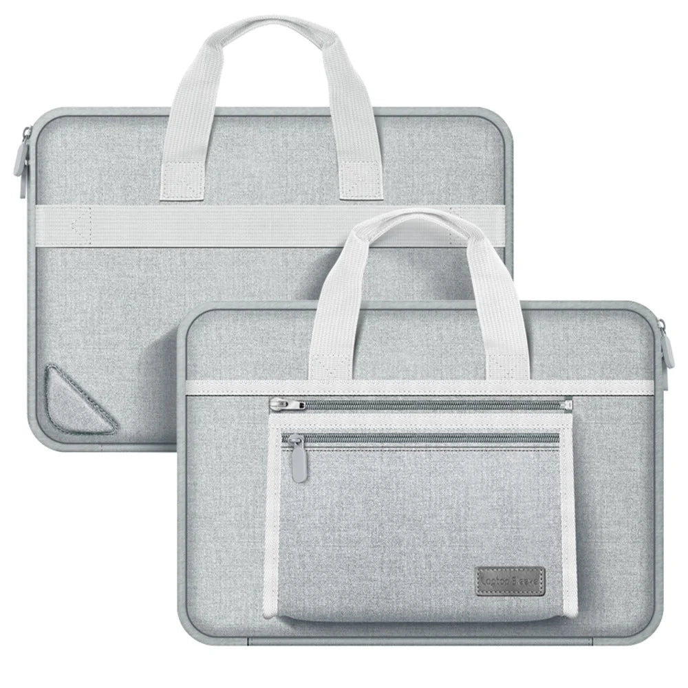 15-15.6 inch Laptop Sleeve Waterproof Oxford Cloth Notebook Handbag with Small Detachable Bag - Grey - 1