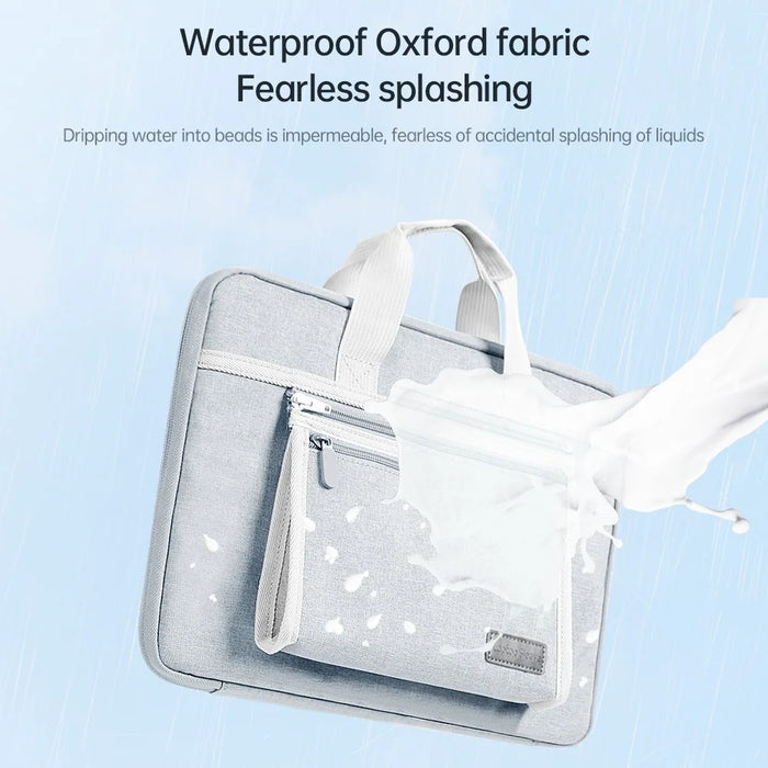15-15.6 inch Laptop Sleeve Waterproof Oxford Cloth Notebook Handbag with Small Detachable Bag - Grey - 7