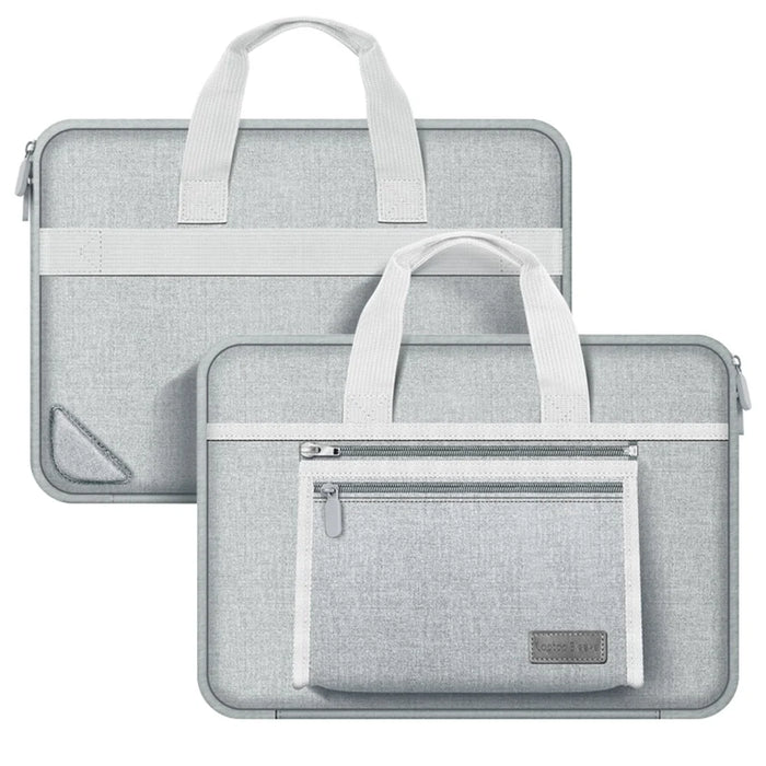 13-14 inch Laptop Handbag Waterproof Oxford Cloth Notebook PC Protective Sleeve with Small Detachable Bag - Grey - 1