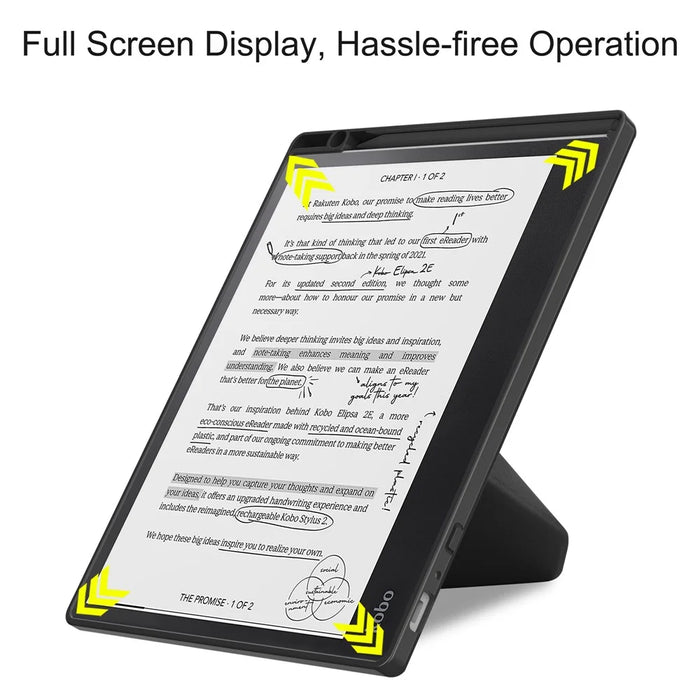 For Kobo Elipsa 2E Origami Case PU Leather+TPU E-book Reader Stand Cover with Auto Wake / Sleep - Black - 3