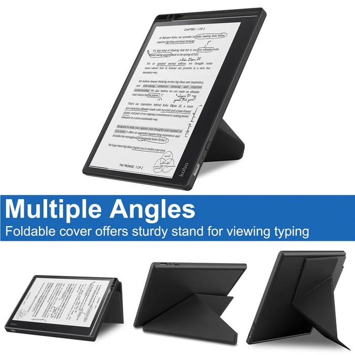 For Kobo Elipsa 2E Origami Case PU Leather+TPU E-book Reader Stand Cover with Auto Wake / Sleep - Black - 4