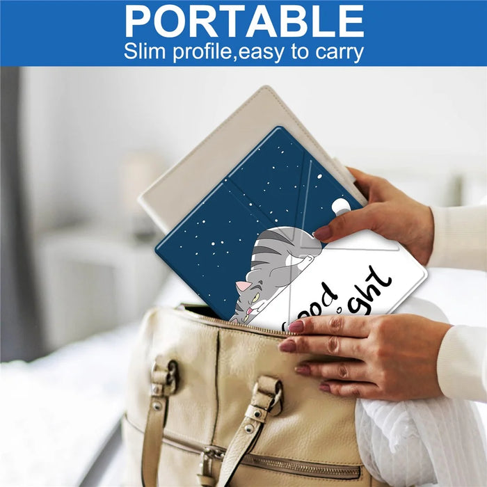 For Kobo Elipsa 2E Origami Stand Case PU Leather Pattern Printing Ebook Reader Cover with Auto Wake / Sleep - Cat - 6