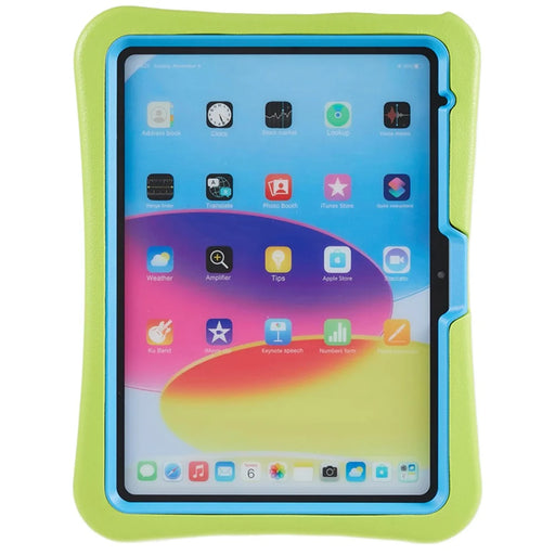 PEPKOO for iPad (2025) / 10.9 (2022) Shockproof Tablet Case 360-degree Rotatable PC Kickstand EVA Protective Cover - Green / Blue - 2