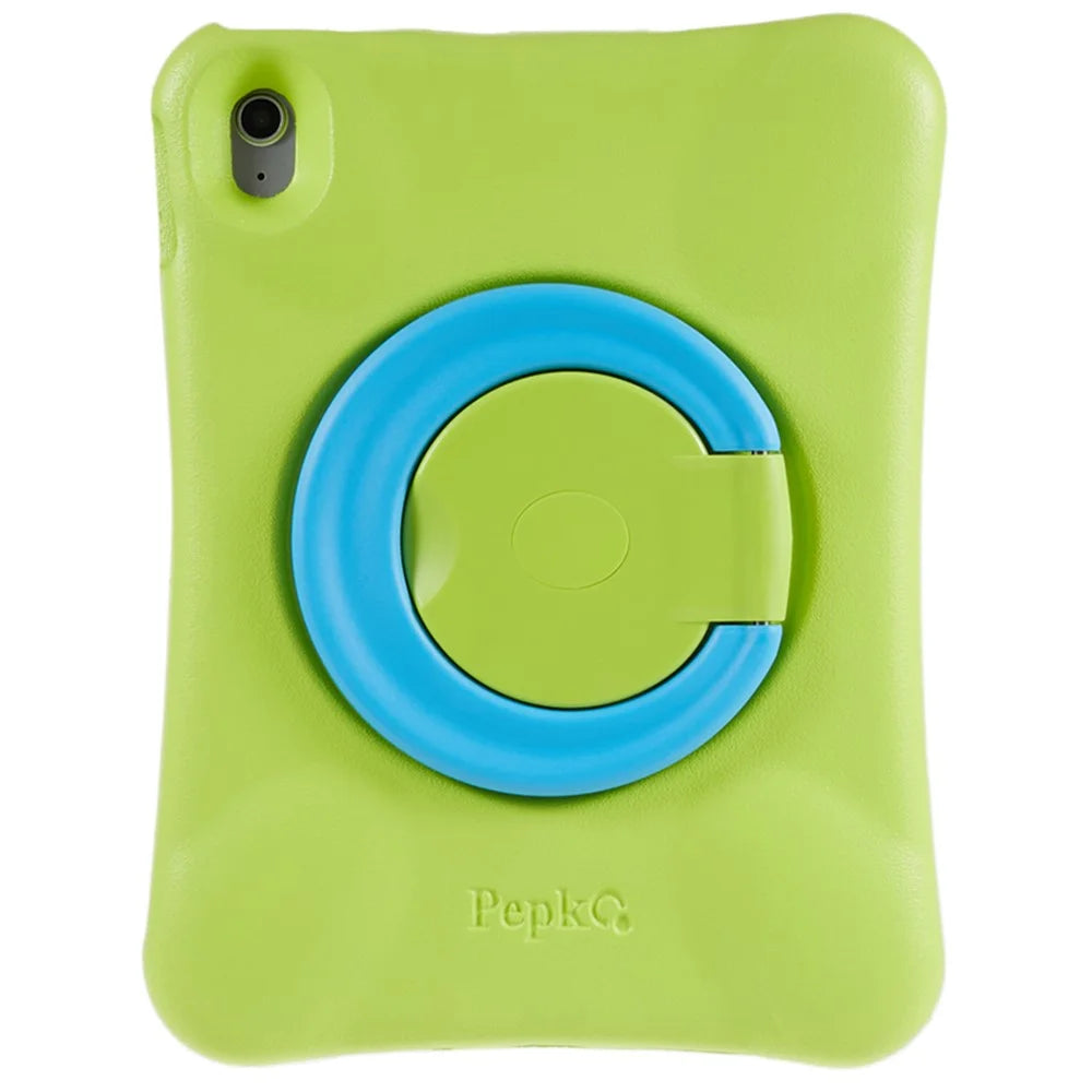 PEPKOO for iPad (2025) / 10.9 (2022) Shockproof Tablet Case 360-degree Rotatable PC Kickstand EVA Protective Cover - Green / Blue - 3
