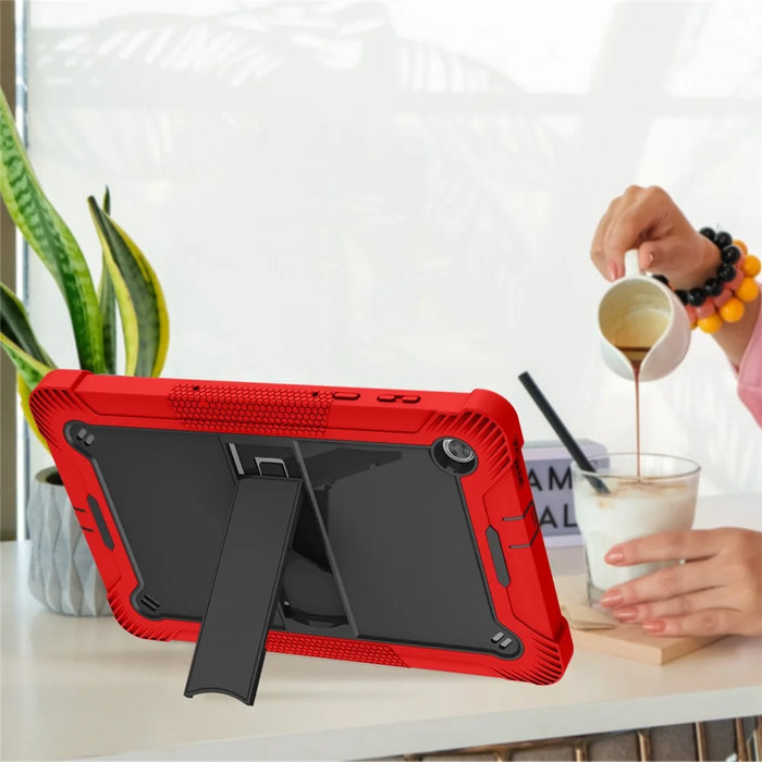 For Lenovo Tab M10 Plus TB-X606 Kickstand Shockproof Cover Silicone + PC Tablet Case - Red+Black - 6