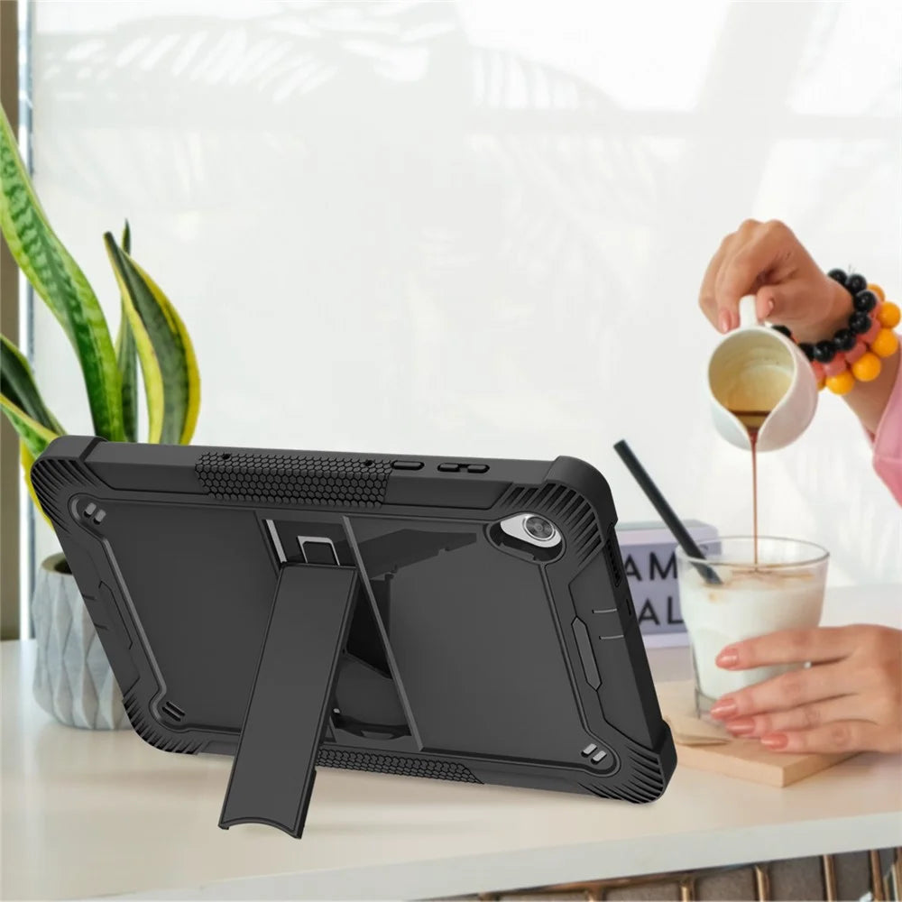 For Lenovo Tab M10 HD Gen 2 TB-X306F / TB-X306X Tablet Protective Shell Kickstand Silicone + PC Cover Case - Black - 6