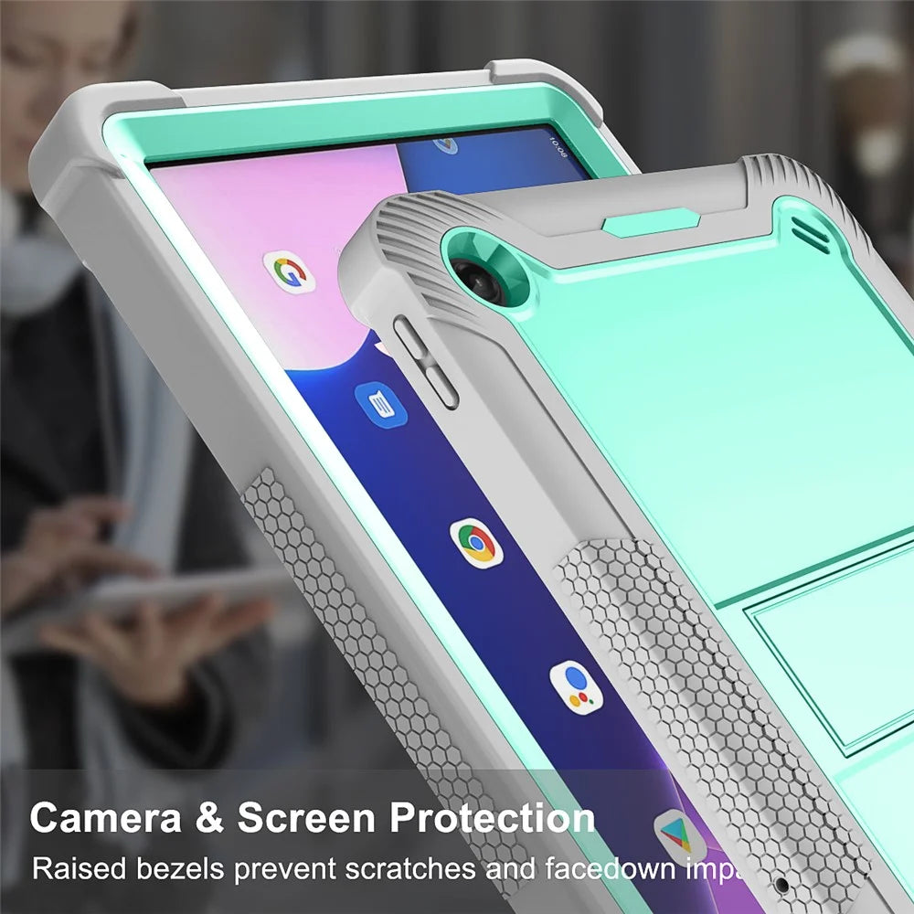 For Lenovo Tab M10 Plus (3rd Gen) / Xiaoxin Pad 2022 10.6 inch Anti-Scratch Tablet Cover Kickstand Silicone + PC Case Shell - Grey+Mint Green - 2