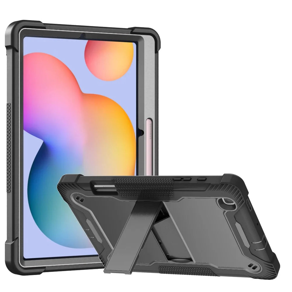 For Samsung Galaxy Tab S6 Lite (2024) / S6 Lite (2022) / S6 Lite (2020) Silicone + PC Tablet Case Kickstand Protection Cover - Black - 1