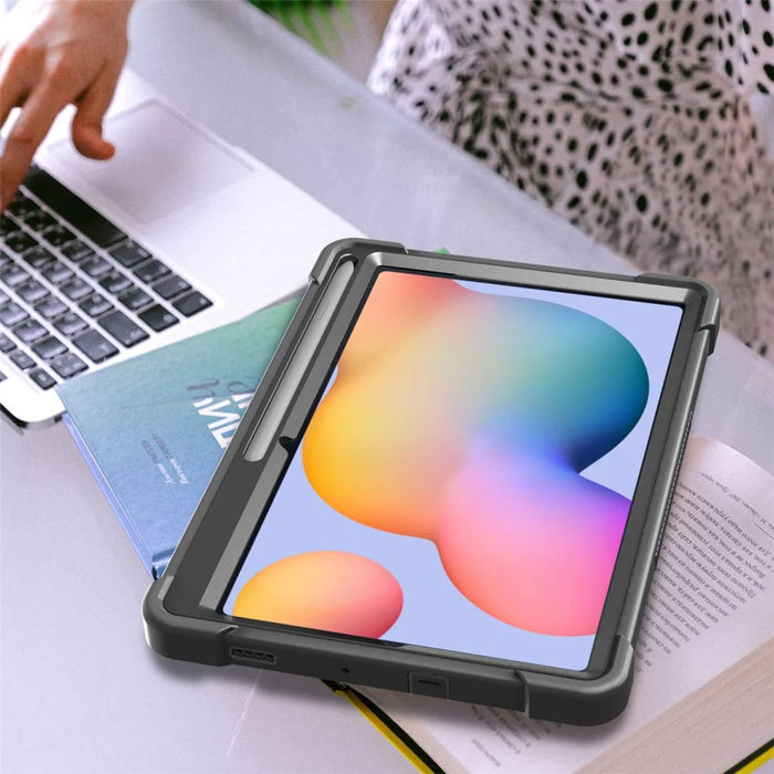 For Samsung Galaxy Tab S6 Lite (2024) / S6 Lite (2022) / S6 Lite (2020) Silicone + PC Tablet Case Kickstand Protection Cover - Black - 7