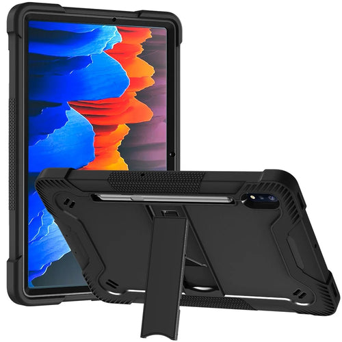 Shockproof Cover for Samsung Galaxy Tab S8 / S7 , Kickstand Silicone + PC Tablet Case - Black - 1
