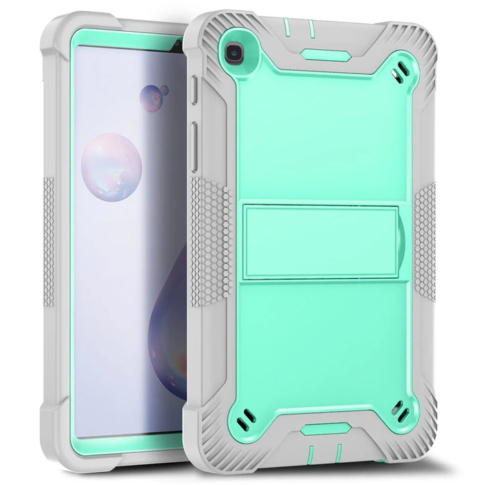 For Samsung Galaxy Tab A7 Lite 8.7-inch Tablet Case Silicone + PC Rugged Protective Kickstand Cover - Grey+Mint Green - 2