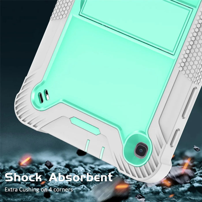 For Samsung Galaxy Tab A7 Lite 8.7-inch Tablet Case Silicone + PC Rugged Protective Kickstand Cover - Grey+Mint Green - 4