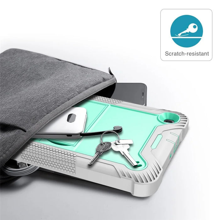 For Samsung Galaxy Tab A7 Lite 8.7-inch Tablet Case Silicone + PC Rugged Protective Kickstand Cover - Grey+Mint Green - 5