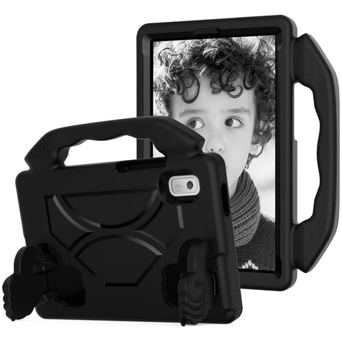 For Lenovo Tab M9 TB-310FU EVA Tablet Case Foldable Thumb Kickstand Anti-drop Cover with Handle Grip - Black - 1