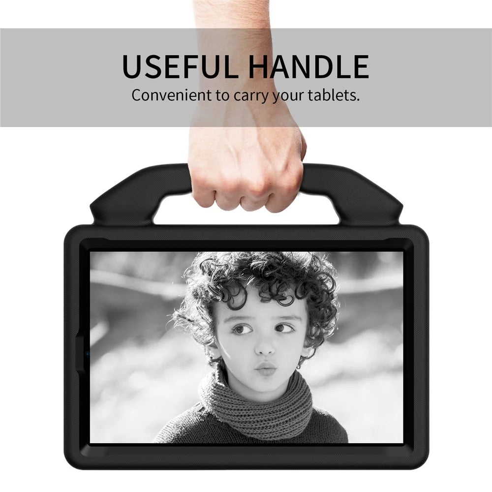 For Lenovo Tab M9 TB-310FU EVA Tablet Case Foldable Thumb Kickstand Anti-drop Cover with Handle Grip - Black - 3
