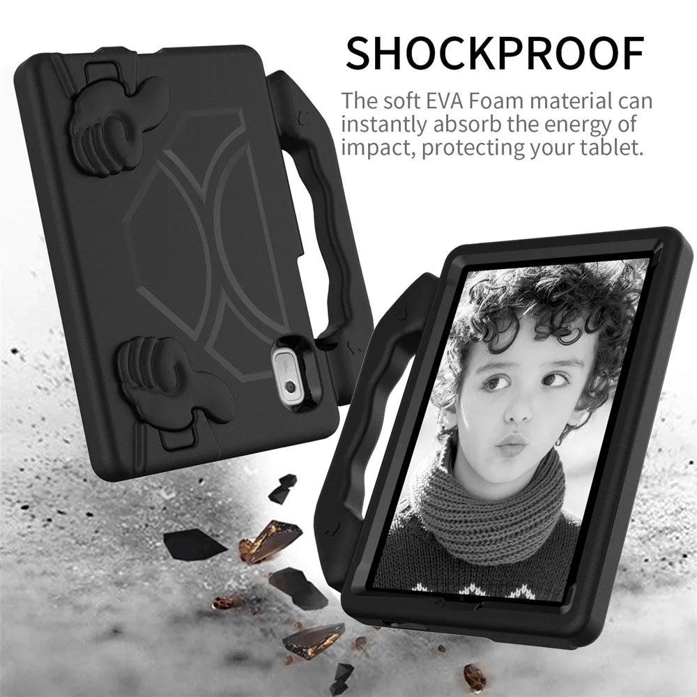 For Lenovo Tab M9 TB-310FU EVA Tablet Case Foldable Thumb Kickstand Anti-drop Cover with Handle Grip - Black - 4