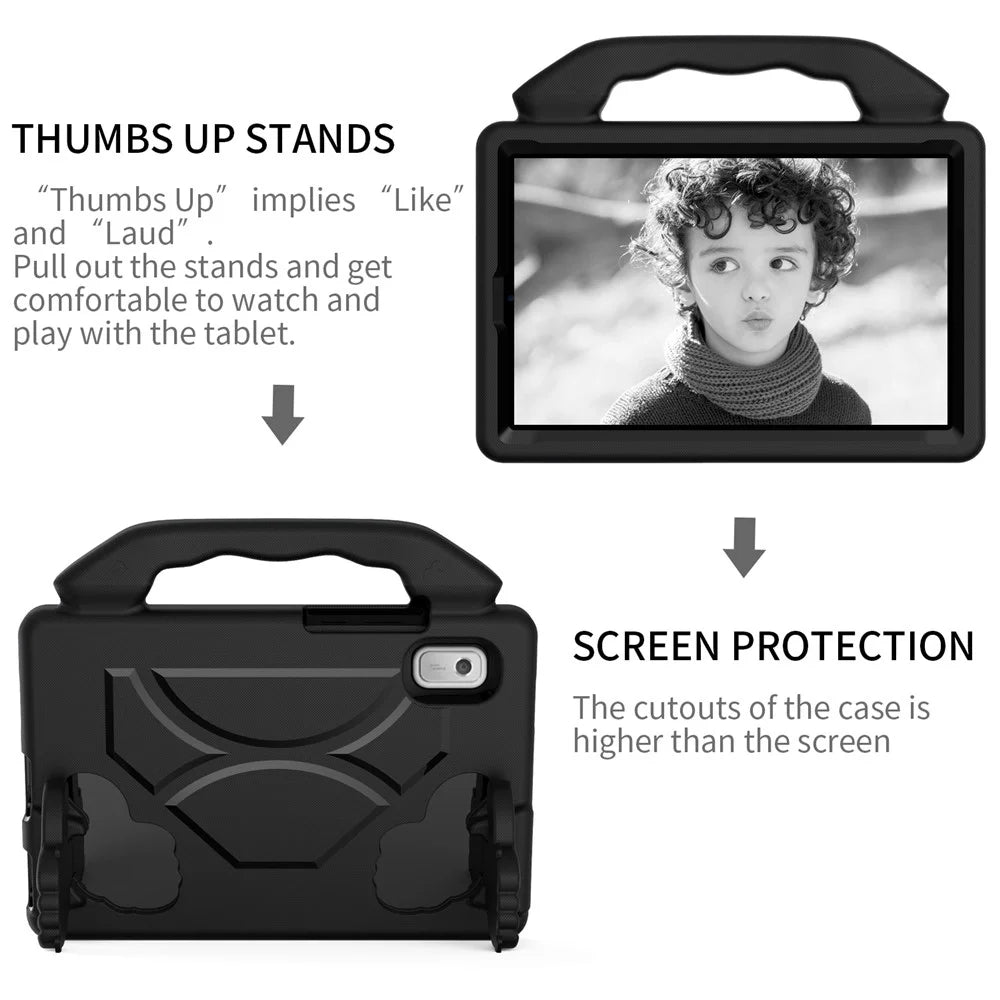 For Lenovo Tab M9 TB-310FU EVA Tablet Case Foldable Thumb Kickstand Anti-drop Cover with Handle Grip - Black - 5