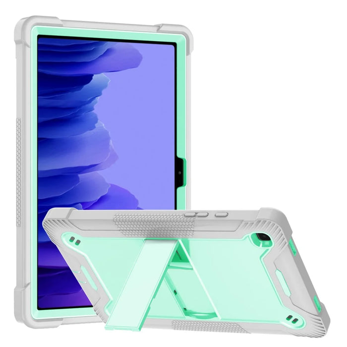 For Samsung Galaxy Tab A7 10.4 (2020) / (2022) Tablet Case Silicone + PC Protective Armor Kickstand Cover - Grey+Mint Green - 1