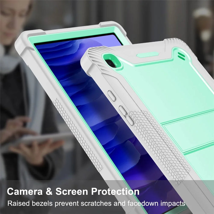 For Samsung Galaxy Tab A7 10.4 (2020) / (2022) Tablet Case Silicone + PC Protective Armor Kickstand Cover - Grey+Mint Green - 3