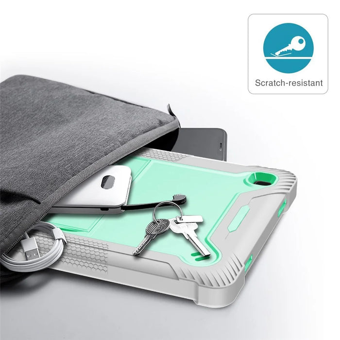 For Samsung Galaxy Tab A7 10.4 (2020) / (2022) Tablet Case Silicone + PC Protective Armor Kickstand Cover - Grey+Mint Green - 4