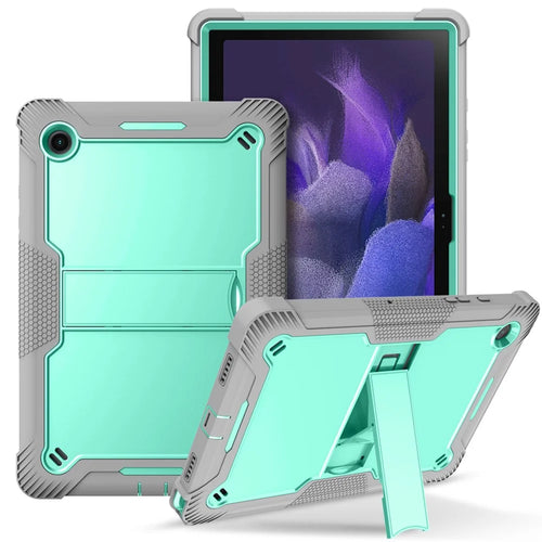 For Samsung Galaxy Tab A8 10.5 (2021) / (2022) Tablet Case Kickstand Silicone + PC Shockproof Armor Cover - Grey+Mint Green - 1