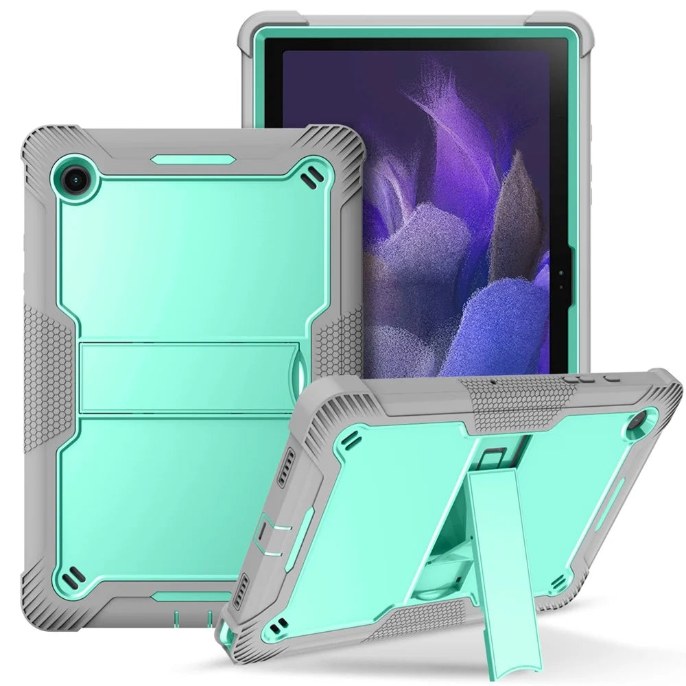 For Samsung Galaxy Tab A8 10.5 (2021) / (2022) Tablet Case Kickstand Silicone + PC Shockproof Armor Cover - Grey+Mint Green - 1