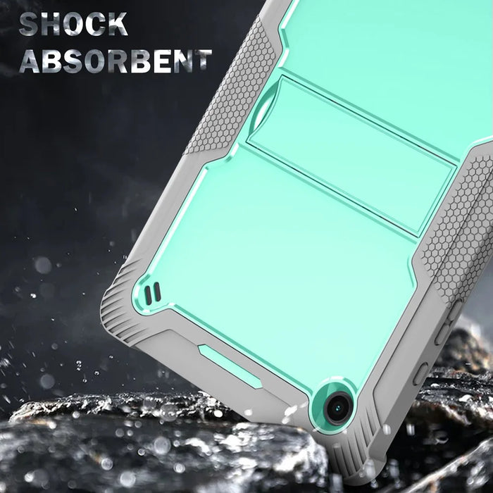 For Samsung Galaxy Tab A8 10.5 (2021) / (2022) Tablet Case Kickstand Silicone + PC Shockproof Armor Cover - Grey+Mint Green - 4