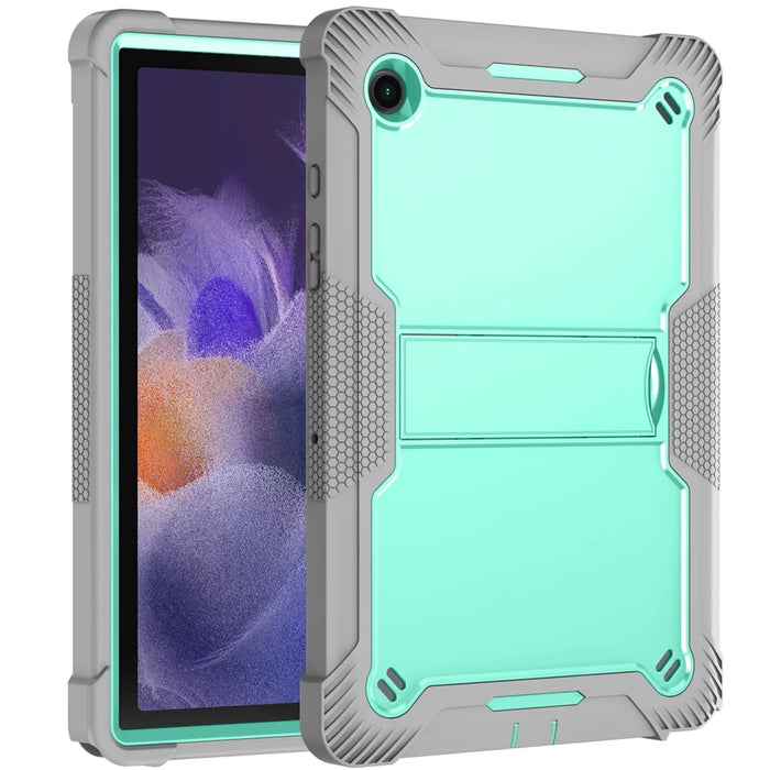 For Samsung Galaxy Tab A8 10.5 (2021) / (2022) Tablet Case Kickstand Silicone + PC Shockproof Armor Cover - Grey+Mint Green - 7