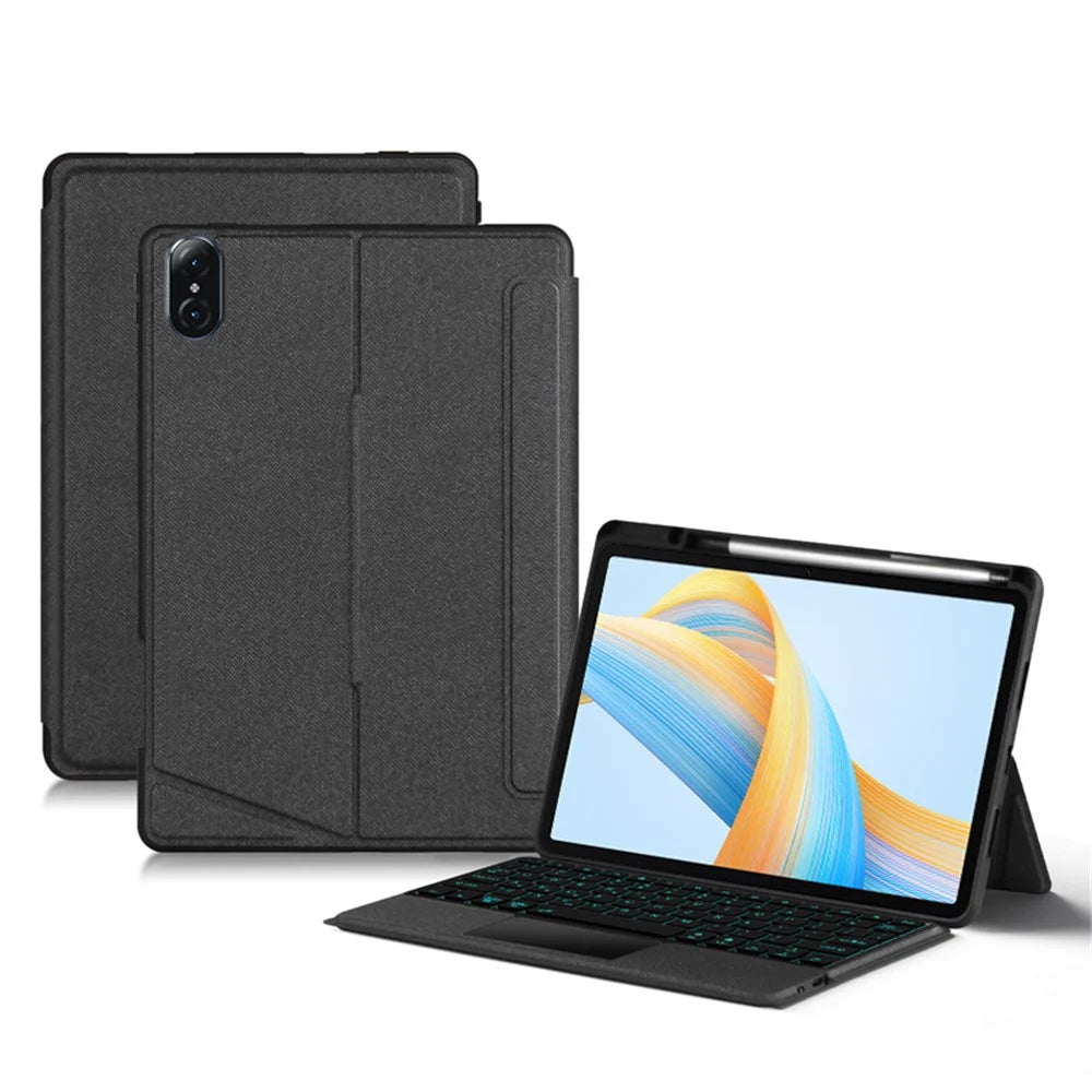 For Honor Pad V8 Leather Case + Bluetooth-compatible Keyboard with Backlight Trackpad - 1