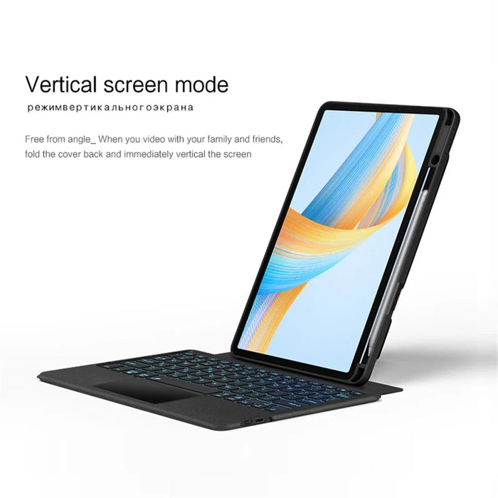 For Honor Pad V8 Leather Case + Bluetooth-compatible Keyboard with Backlight Trackpad - 3