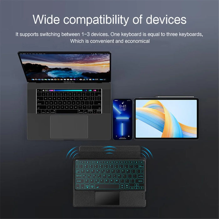 For Honor Pad V8 Leather Case + Bluetooth-compatible Keyboard with Backlight Trackpad - 5