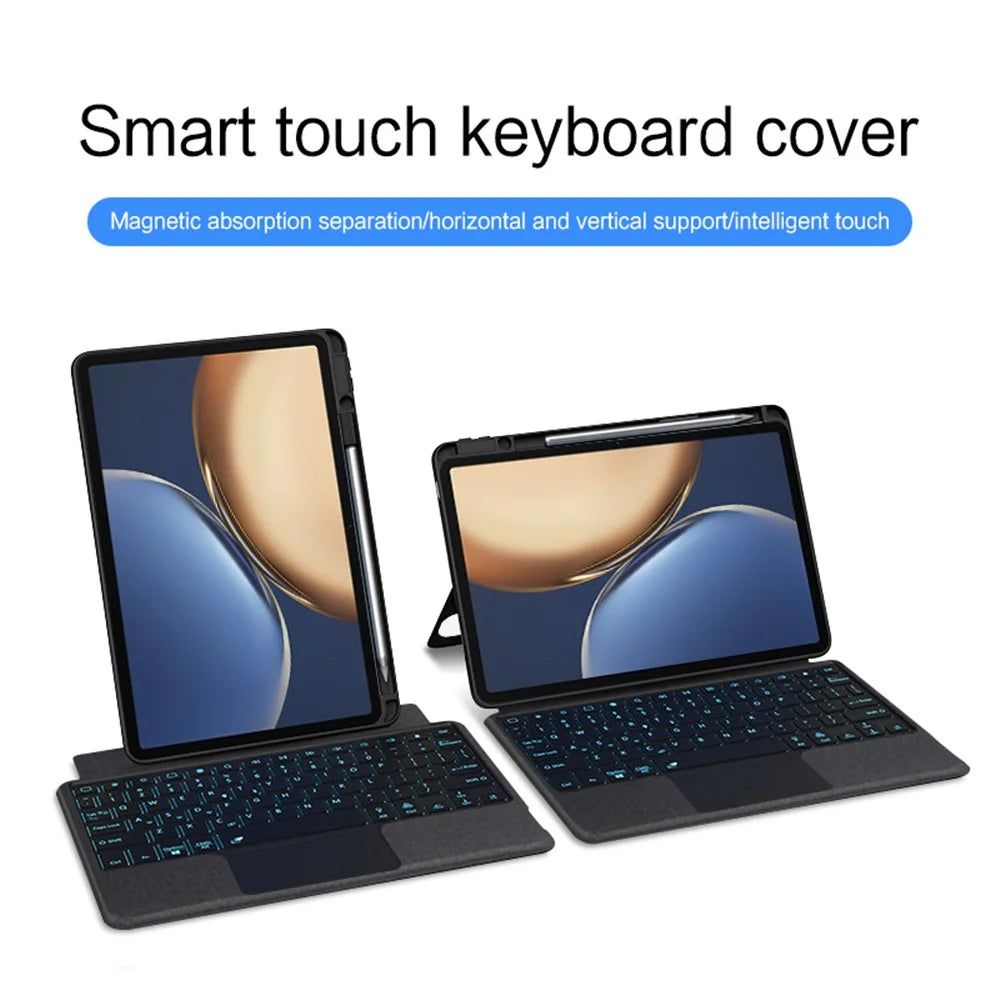 For Honor Tablet V7 Pro Leather Case + Bluetooth-compatible Keyboard with Backlight Trackpad - 2