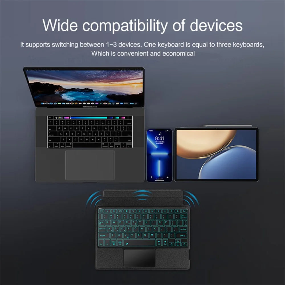 For Honor Tablet V7 Pro Leather Case + Bluetooth-compatible Keyboard with Backlight Trackpad - 6